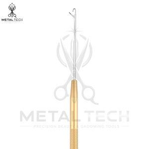 Aiguille à crochet micro-anneau pour extensions capillaires avec manche en métal doré, outil professionnel pour salon de coiffure - Product Image 6