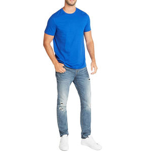 Camiseta de Algodón Azul Rey para Hombre, Manga Corta, Cuello Redondo, Corte Regular, Color Sólido, Ropa Casual al por Mayor de Fabricante - Product Image 1