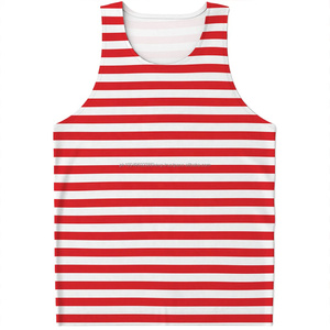 Wholesale Custom Logo 3D Button <b>Men's</b> Tank <b>Top</b> Red/White Fitness Gym Sports Wear Summer XL Size for Enthusiasts - Product Image 3