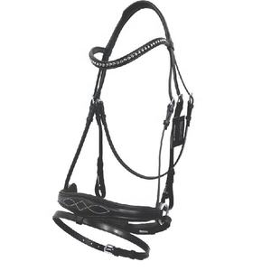 Soft Padded Leather <b>Bridle</b> with Flash Nose Band Rope Halter for Horses - Product Image 1