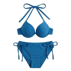Maillots de bain deux pièces sportifs à imprimé floral personnalisés pour femme, bikinis deux pièces, vêtements de plage, vente en gros - Product Image 1