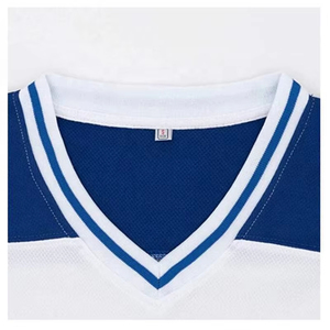 Camiseta de Hockey sobre Hielo Eruzion para Hombre, Blanca, Azul y Roja, con Apliques de Tela Twill, Logotipo Frontal, Absorbe la Humedad, Invierno, Corte Regular para Adultos - Product Image 5