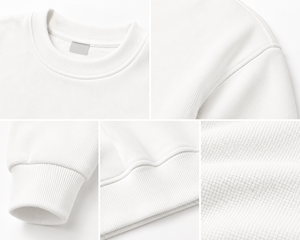 เสื้อสเวตเชิ้ตคอกลมหนานุ่ม 300 GSM สำหรับผู้ชาย ทรงบ็อกซี่โอเวอร์ไซส์ สไตล์สตรีทแวร์สุดหรู ผ้าคอตตอน Meeroos แบบเรียบๆ สำหรับงานสั่งทำ - Product Image 5