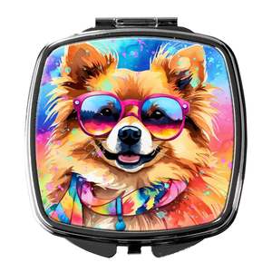 Pomaranian Hippie Dawg Compact Pliant Miroir De Maquillage Portable Décoratif Voyage Cadeau pour Femmes et Filles - Product Image 1