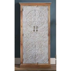 Talla de madera Almirah 100% Madera de mango sólido Hecho a mano Producto a granel Gabinete de almacenamiento Muebles Almirah Gabinete Hecho a mano Producto a granel - Product Image 1