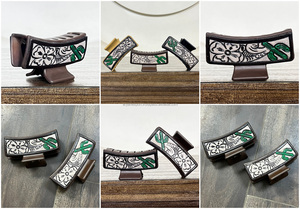 Latest Western Designer Hand <b>Tooled</b> Cowhide <b>Leather</b> Hair Barrette Handmade Floral <b>Tooled</b> Cactus Style Boho Accessory for Women's - Product Image 3