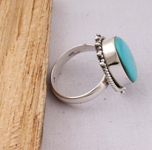 Shree Jaipur Silver Boho Natural Oval Amethyst Sterling Silver <b>Beaded</b> Halo Ring-Unisex Antique Oxidized Finish Factory <b>Direct</b> - Product Image 5