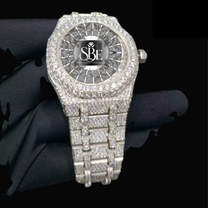 Reloj de Lujo de Primera Calidad con Diamantes Plateados, Reloj de Pulsera de Cuarzo de Acero Inoxidable con Cristales, Disponible para Exportación - Product Image 3