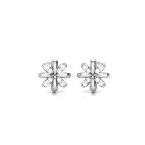 Boucles d'oreilles clous fleur en argent sterling 925, pavées de zircone cubique, pétales floraux, plaqué rhodium, bijoux tendance pour femme, à porter au quotidien, cadeau - Product Image 1
