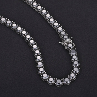 Kalung Tenis Moissanite Hitam VVS1 3-6.5MM Untuk Pria Wanita Rantai Perak Sterling 925 Perhiasan Fashion Hadiah