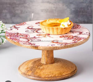 Soporte de pastel de madera de mango hecho a mano con acabado liso-Exhibición elegante para pasteles, postres y fiestas-Venta al por mayor - Product Image 1