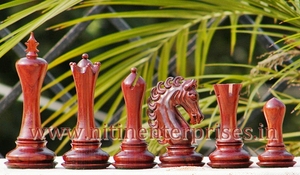 Jeu d'échecs Empire II de luxe fait main et durable en bois d'ébène ou de padouk, pièces de jeu de mémoire et d' stratégie pour cadeau - Product Image 5