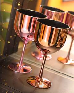 Juego de 4 Copas de Vino de Latón Chapado en Oro, Copas de Metal de Lujo Irrompibles para Decoración de Mesa de Banquete de Boda - Product Image 2