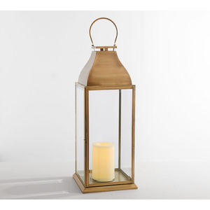 Lanterne à bougie moderne de luxe en acier inoxydable et verre, finition dorée, pour la décoration de la maison et de la table de Noël - Product Image 5