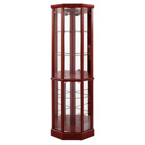 Vetrinetta Angolare Regolabile Cherry con 6 Ripiani Illuminati e Specchio Posteriore in Vetro Temperato, Lampadina E26 Non Inclusa, per Soggiorno - Product Image 5
