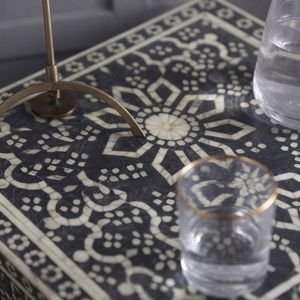 Bone Inlay 1-Drawer Modern Nightstand <b>Bedside</b> Table Decorative <b>Storage</b> for Bedroom Living Room - Product Image 4