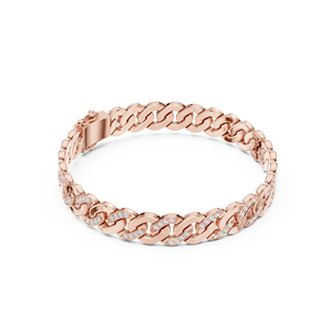 Pulsera de Cadena Cubana de Lujo para Mujer en Oro Rosa de 14K con Diamantes Cultivados en Laboratorio - Product Image 4