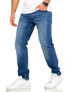 Jeans Rectos de Diseño Original para Hombre, Sólidos, Transpirables, Casuales, para Verano y Otoño, Lavado Medio, Corte Regular, Cintura Media, Algodón - Product Image 3