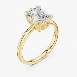 Anillo de Compromiso de Oro Amarillo de 9K con Diamante Cultivado en Laboratorio de Corte Ovalado de 2.08CT y Tres Piedras Laterales Redondas, Venta al Por Mayor - Product Image 6