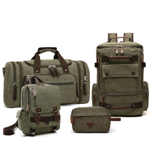 ZUOLUNDUO OEM/ODM Ensemble <span class=keywords><strong>de</strong></span> 4 sacs <span class=keywords><strong>de</strong></span> <span class=keywords><strong>voyage</strong></span> en toile avec logo personnalisé, <span class=keywords><strong>sac</strong></span> à dos vintage pour homme et grand <span class=keywords><strong>sac</strong></span> <span class=keywords><strong>de</strong></span> sport, ensemble cadeau en gros - Product Image 5