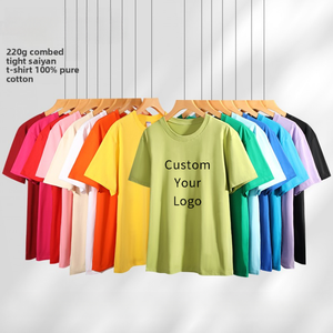 T-shirt pour homme en coton 100% 220g, couleur unie, col rond, manches courtes, coupe classique, respirant, jersey tricoté, tee-shirt uni décontracté - Product Image 5
