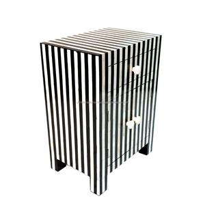 Mesa de Cajones con Incrustaciones de Hueso de ILAHI, Diseño Moderno con Detalles de Ágata, Almacenamiento de Tres Niveles, Mueble Portátil para el Hogar - Product Image 4