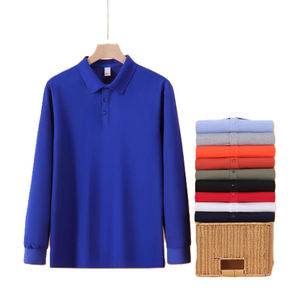 Camiseta Polo de Trabajo de Manga Larga con Cuello Solapa, Color Sólido, Algodón de Alta Elasticidad 220G, Talla Grande para Hombre, con Logotipo Bordado Personalizado OEM - Product Image 1