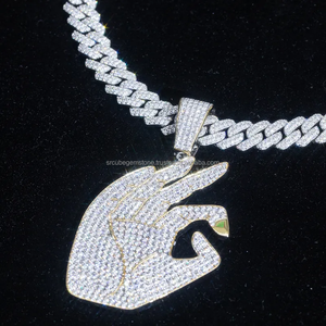 จี้เพชรโมอิสสีเงินโมอิสซาไนต์925ที่เป็นเอกลักษณ์มีความโดดเด่นโดดเด่นเป็นเอกลักษณ์มีความโดดเด่นไม่เหมือนใครด้วยการเคลือบสีทอง-ฮิปฮอปมีสไตล์ - Product Image 3