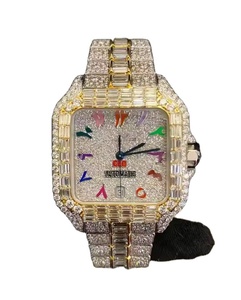 Classic Luxury Fashion Hip Hop <b>Digital</b> Diver <b>Watch</b> Stainless Steel Band Fully Baguette Cut Moissanite Diamond Skeleton Water - Product Image 6