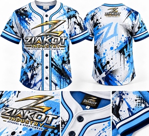 Vente en gros directe de la part de l'industrie Ziakot, maillot de baseball authentique à rayures blanches et bleu marine, style vintage, drapeau américain personnalisé - Product Image 6