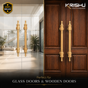 Brushed <b>Gold</b> Brass <b>Kitchen</b> & Bedroom Door <b>Handle</b> with Eco-Friendly Design and Easy Installation for Residential Use - Product Image 2