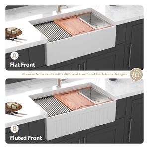 Lavello da Cucina a Doppia Vasca in Ceramica Bianca da 33 Pollici con Rubinetto, Stile Farmhouse - Product Image 2