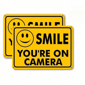 ป้ายโลหะ CIFbuy สำหรับป้ายเตือนความปลอดภัยในบ้าน ธุรกิจ หรือกลางแจ้ง ป้ายแจ้งเตือนการเฝ้าระวัง TikTok สำหรับบริการรับสินค้า Temu - Product Image 2