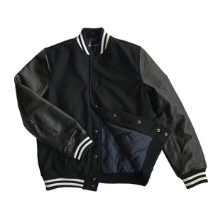 Chaqueta Varsity Negra para Hombre con Mangas de Cuero PU, Cuello Camisero, Cierre de Botones, Resistente al Viento, Ropa Casual de Otoño - Product Image 3