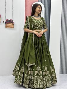 Ensemble Lehenga Choli Premium en Georgette pour Femme, Broderie Lourde, Travaux de Fil, Dupatta Longueur Ras du Sol, Sans Plis, Style Indien - Product Image 1
