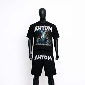 Conjunto de Camiseta y Pantalones Cortos de Verano Personalizados, de Algodón, Talla Grande, de Alta Gama, Transpirables, con Hombros Caídos, Ropa para Hombre - Product Image 3