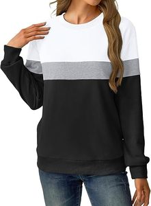 Enyami Women Long Knitted Sweatshirt Casual Crew Neck Striped Color Blocked Autumn <b>Top</b> - Product Image 6