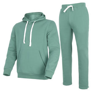 Conjunto Deportivo Unisex con Capucha Verde, 100% Algodón, Corte Regular, Color Sólido, Ropa Casual con Bolsillos Laterales y Cintura Elástica - Product Image 5