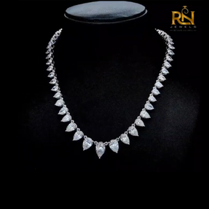 Collier à pendentif goutte en diamant de laboratoire à facettes en forme de poire, collier majestueux en or massif 9K 14K 18K, bijoux fins - Product Image 1