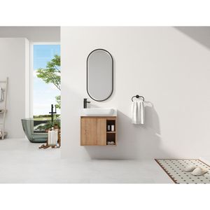Mobile Bagno Sospeso da 24 Pollici con Lavabo in Ceramica Bianca e Ante con Chiusura Ammortizzata, Imballaggio KD - Product Image 2