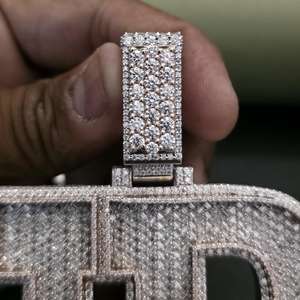 Iced Out Custom VVS Moissanite Baguette <b>Pendant</b> Hip Hop <b>Pendant</b> 925 <b>Silver</b> Iced Out <b>Pendant</b> <b>Initial</b> Latter <b>Pendant</b> For Men's - Product Image 2