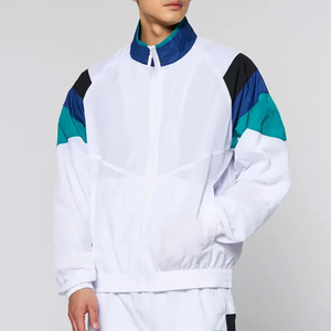 Ensemble de survêtement blanc personnalisé pour homme, coupe-vent color block, jogging rétro années 90, tenue de sport respirante, vêtements décontractés streetwear - Product Image 2