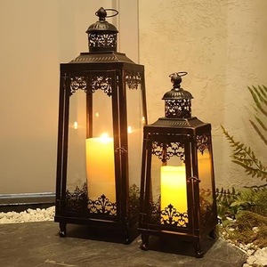 Decorative Customised Outdoor Indoor Metal Candle <b>Lanterns</b> Garden Floor & Hanging <b>Set</b> Of Metal & Glass Candle <b>Lanterns</b> - Product Image 5