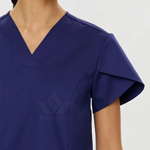 Women's V Neck Medical <b>Scrub</b> <b>Set</b> Layered Short Sleeve Top and Pants Stretch Healthcare Nursing Workwear Uniform - Product Image 3