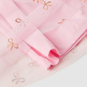 Robe évasée tendance rose et or imprimée, col rond, manches longues régulières, longueur genou, ourlet évasé, vente en gros BD - Product Image 3