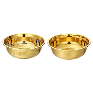 Colador de Cocina de Acero Inoxidable Dorado para Escurrir, Tamizar y Freír Alimentos, para el Hogar, Cocina y Restaurante - Product Image 3