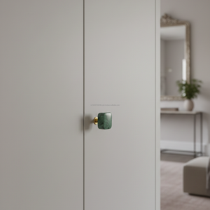 Bouton de meuble/tiroir carré minimaliste en marbre vert, quincaillerie en pierre naturelle 7 cm pour chambre, bar à domicile, cuisine - Product Image 6