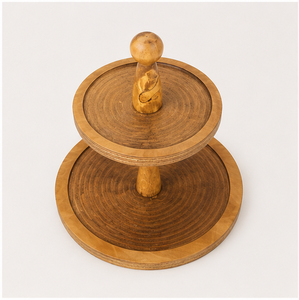 Handcrafted 2-<b>Tier</b> Wooden <b>Cake</b> Stand Eco-Friendly Solid Wood Cupcake Display Tower for Wedding Party Decorations Lowest Price - Product Image 5