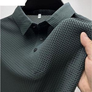 Camiseta de Golf de Verano para Hombre, de Alta Calidad, Tejida, 100% Algodón, Color Sólido, Fresca, Informal, con Cuello Rib, Transpirable, de Manga Corta - Product Image 6