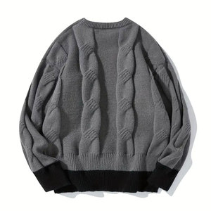 Suéter de Punto Gris para Hombre, Color Sólido, Manga Larga, Ropa de Invierno, 100% Acrílico, Corte Regular, Transpirable - Product Image 2